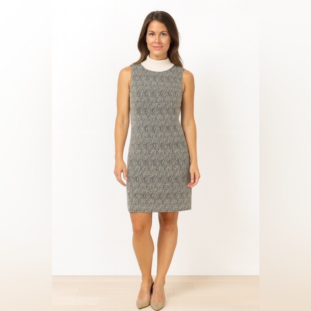 J.McLaughlin Boucle Tweed Dress Sleeveless Mock Neck Career Small Luxury Chic